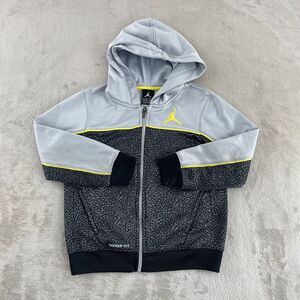 NIKE Air Jordan Zip Up Hoodie Kids Large 6-7 Yrs ThermaFit Jumpman Elephant Skin